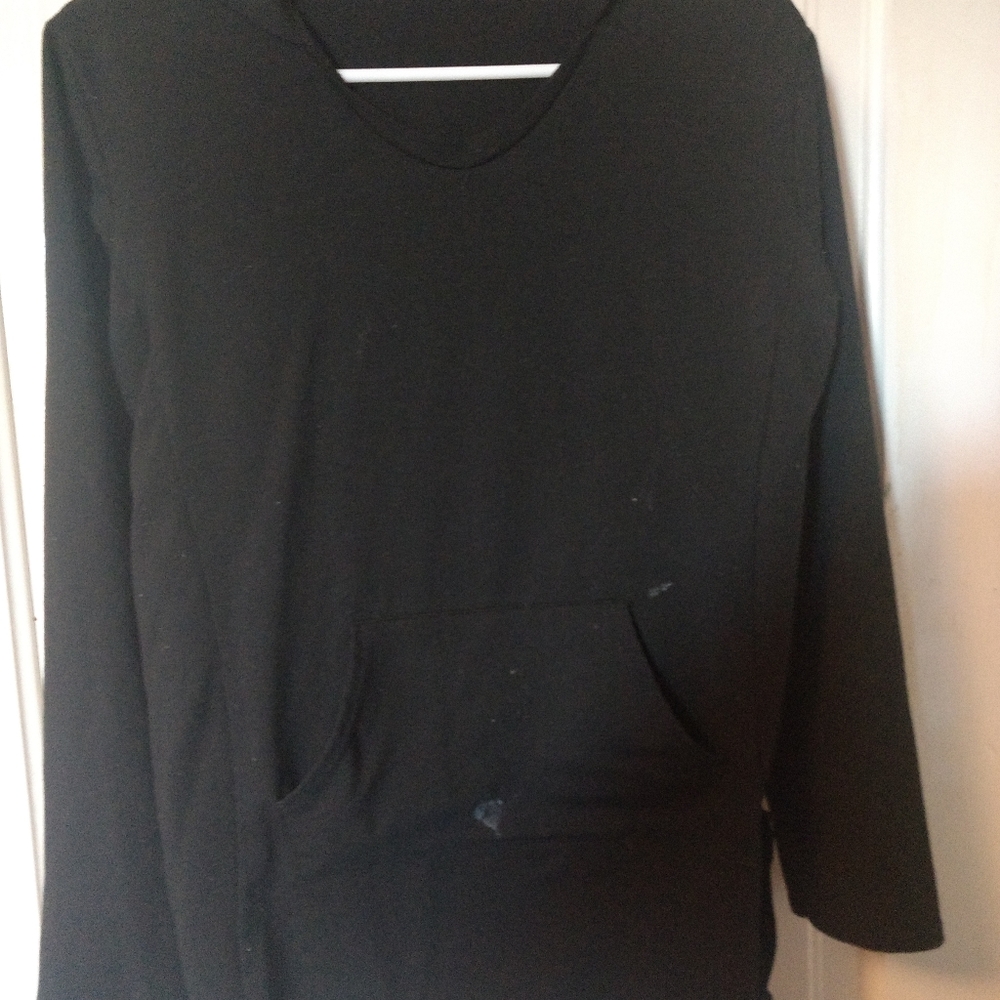Women's black long sleeve hooded top